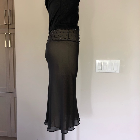 Silk bias skirt with studs. - Picture 2 of 7